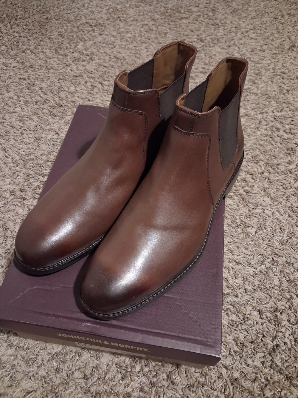 Johnston & Murphy Men’s Mahogany Chelsea Boots - Dark Brown-Oiled